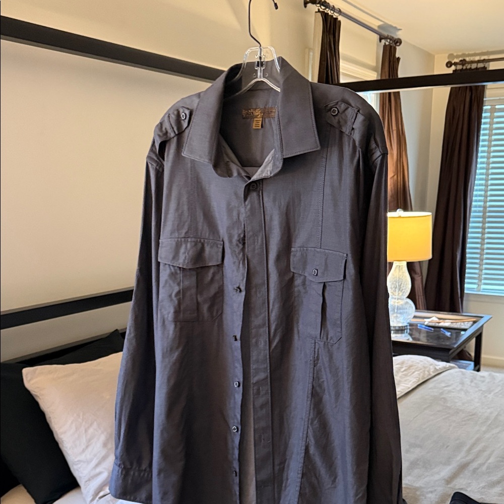 Men's Dark Gray Button-Up Shirt Jacket